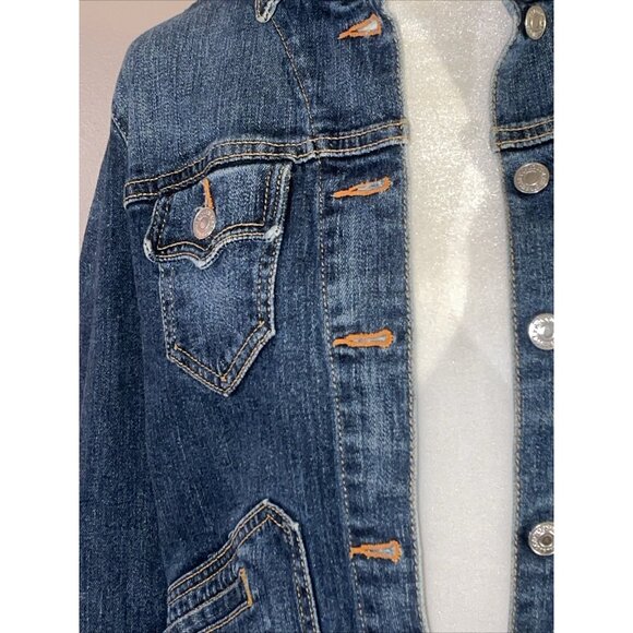 Levis Trucker Jean Jacket Blue Denim Jean Medium Wash Pockets Sz Junior Large - Picture 2 of 7